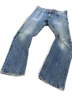 Silver Jeans Co. SJC Mid-Rise Bootcut Distressed Denim Jeans 34